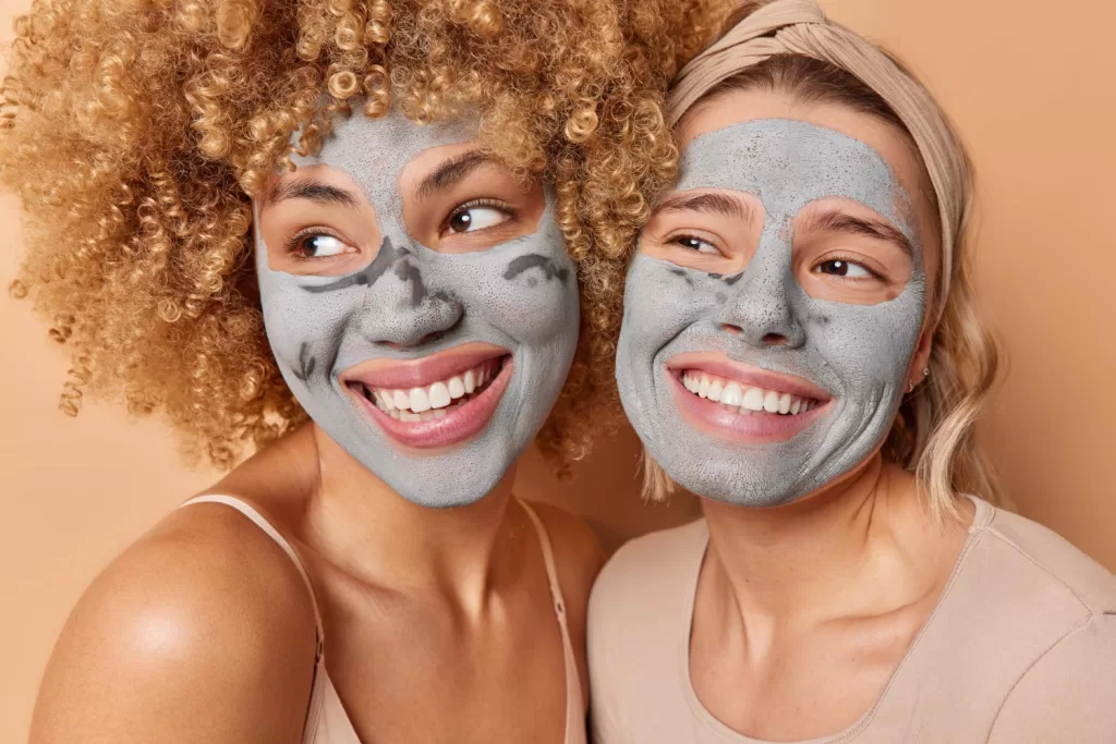 girls with clay mask